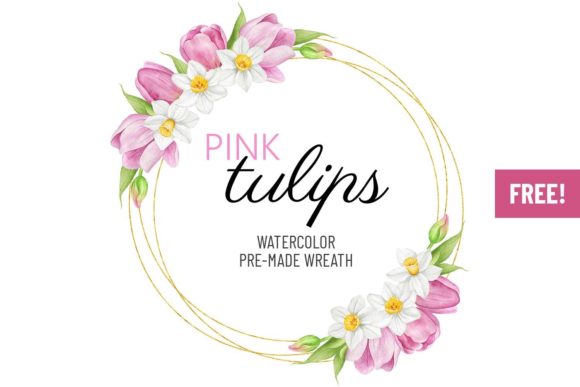 Download FREE Tulip and Daffodil Flowers Wreath - Flower Collection