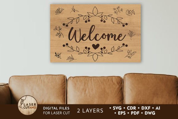 Download Welcome Wall Decor, Layered Cut Template - Wall decor Collection