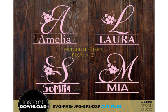 Download Alphabet Split Monogram Bundle Letters with Flowers - Flower Collection
