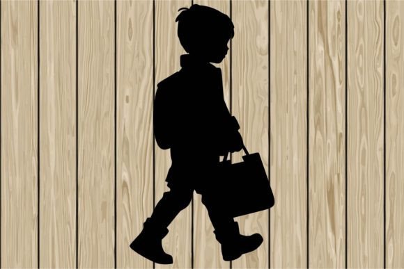 Download Little Boy Carrying Two Bags Silhouette - Silhouette Collection