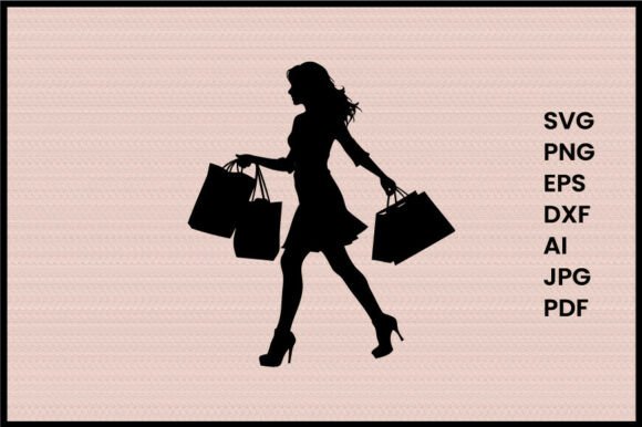 Download Girl with Paper Shopping Bags Silhouette - Silhouette Collection