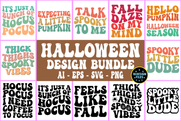 Download Halloween Retro Wavy Design Bundle Svg - Premium Resources