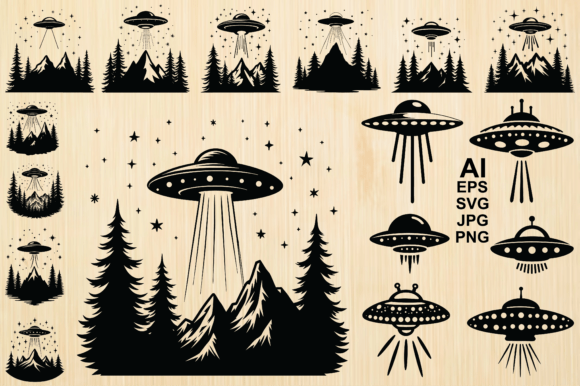 Download Silhouette Alien Spaceship Vector Bundle - Silhouette Collection